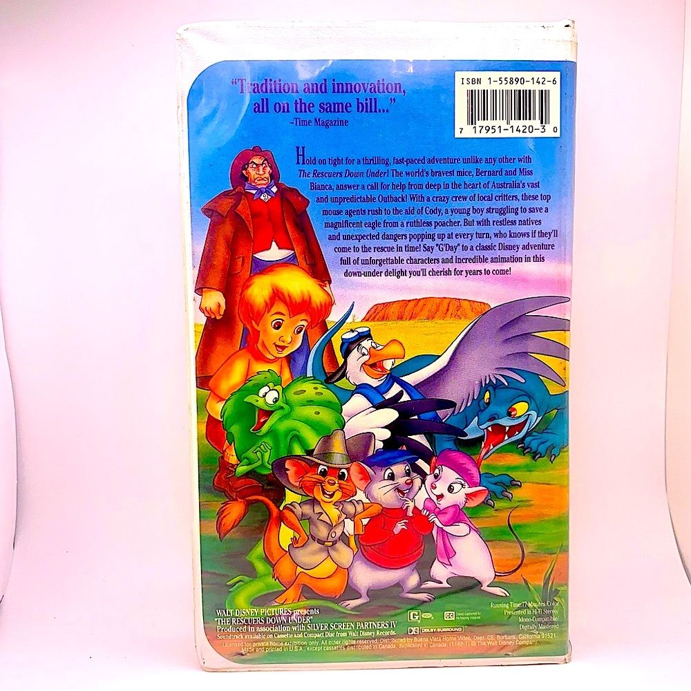 RARE Black Diamond Classic Walt Disney's The RESCUERS DOWN UNDER - VHS 1142 - Picture 2 of 7